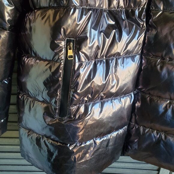 Warm & Cozy WHITE MARK Gray Metallic PUFFER JACKET PLUS Size XXL 2X - Picture 3 of 10